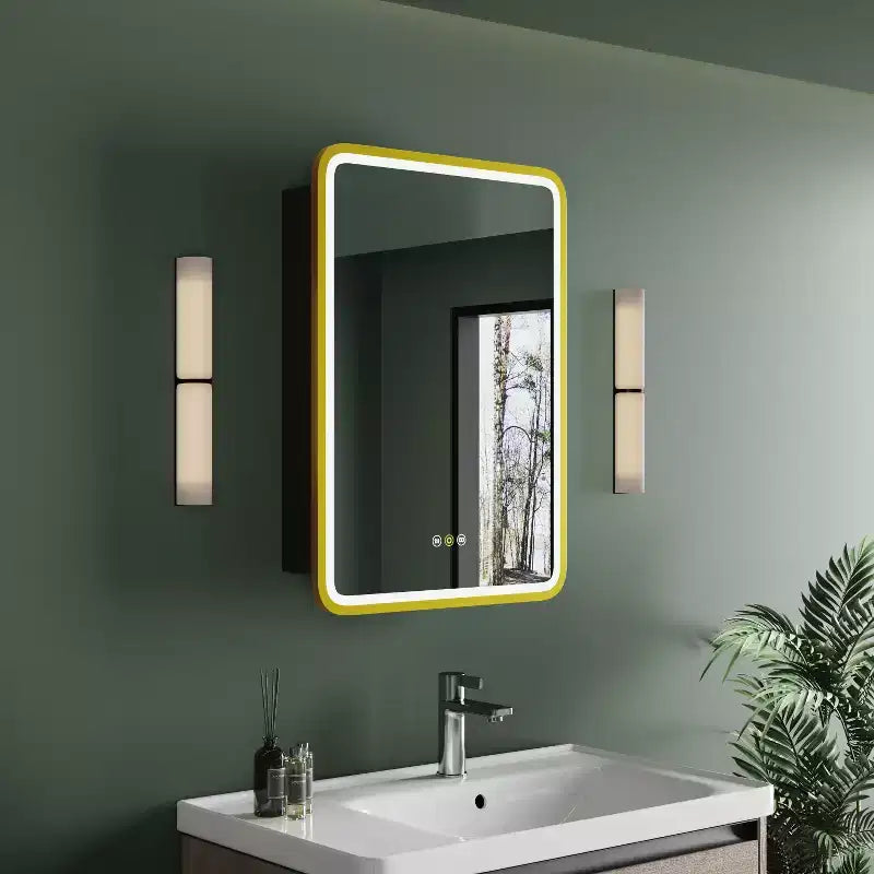 Armoire de toilette à LED avec miroir – Encastrable ou murale, anti-buée, intensité réglable, 3 modes d'éclairage