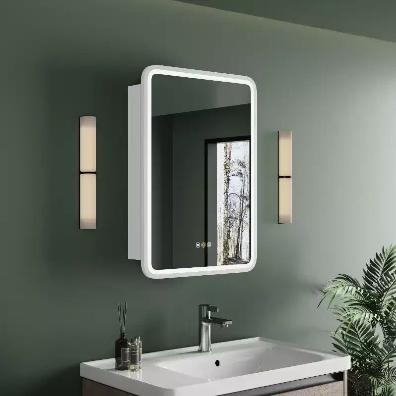 Armoire de toilette à LED avec miroir – Encastrable ou murale, anti-buée, intensité réglable, 3 modes d'éclairage