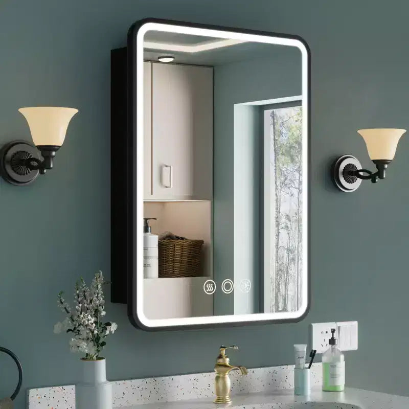 Armoire de toilette à LED avec miroir – Encastrable ou murale, anti-buée, intensité réglable, 3 modes d'éclairage