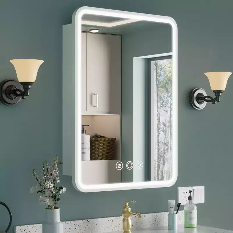 Armoire de toilette à LED avec miroir – Encastrable ou murale, anti-buée, intensité réglable, 3 modes d'éclairage