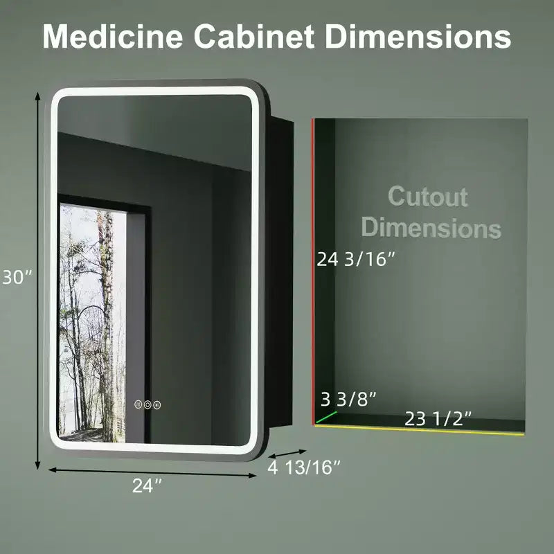 Armoire de toilette à LED avec miroir – Encastrable ou murale, anti-buée, intensité réglable, 3 modes d'éclairage