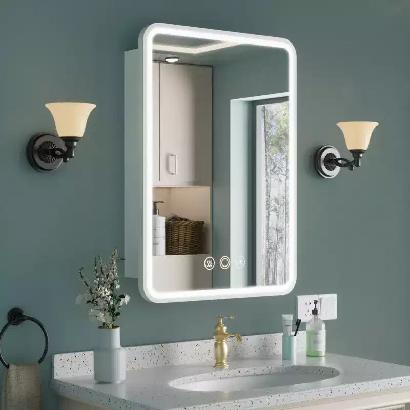 Armoire de toilette à LED avec miroir – Encastrable ou murale, anti-buée, intensité réglable, 3 modes d'éclairage