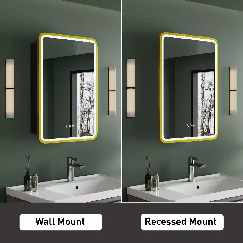 Armoire de toilette à LED avec miroir – Encastrable ou murale, anti-buée, intensité réglable, 3 modes d'éclairage