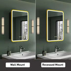 Armoire de toilette à LED avec miroir – Encastrable ou murale, anti-buée, intensité réglable, 3 modes d'éclairage