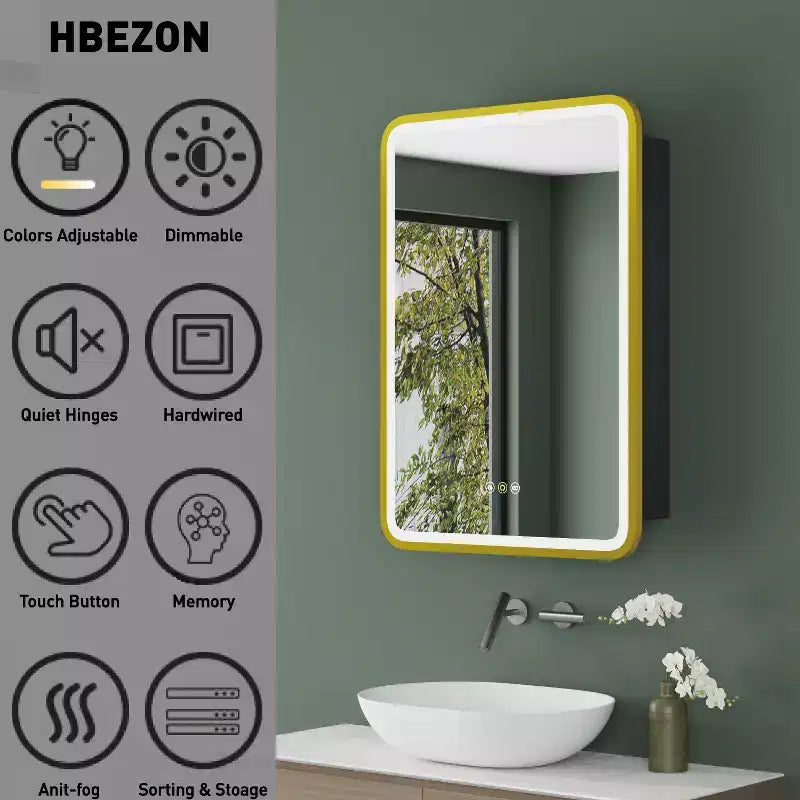 Armoire de toilette à LED avec miroir – Encastrable ou murale, anti-buée, intensité réglable, 3 modes d'éclairage