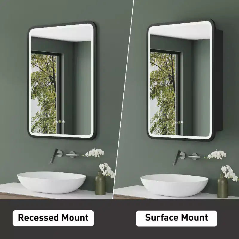 Armoire de toilette à LED avec miroir – Encastrable ou murale, anti-buée, intensité réglable, 3 modes d'éclairage