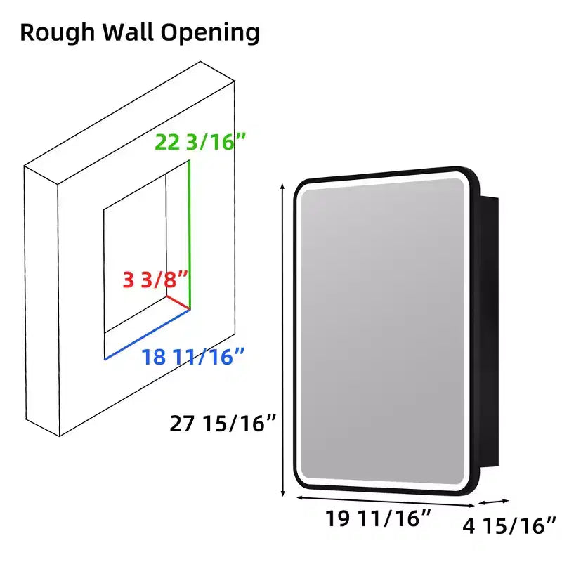 Armoire de toilette à LED avec miroir – Encastrable ou murale, anti-buée, intensité réglable, 3 modes d'éclairage
