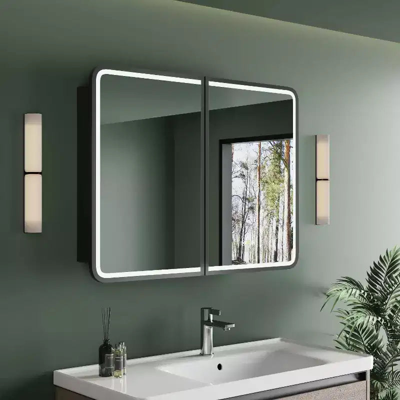 Armoire de toilette à LED avec miroir – Encastrable ou murale, anti-buée, intensité réglable, 3 modes d'éclairage