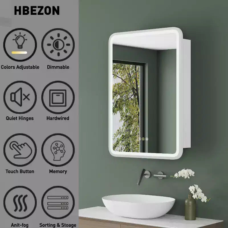 Armoire de toilette à LED avec miroir – Encastrable ou murale, anti-buée, intensité réglable, 3 modes d'éclairage