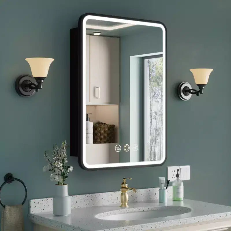 Armoire de toilette à LED avec miroir – Encastrable ou murale, anti-buée, intensité réglable, 3 modes d'éclairage