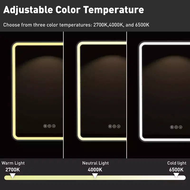 Armoire de toilette à LED avec miroir – Encastrable ou murale, anti-buée, intensité réglable, 3 modes d'éclairage