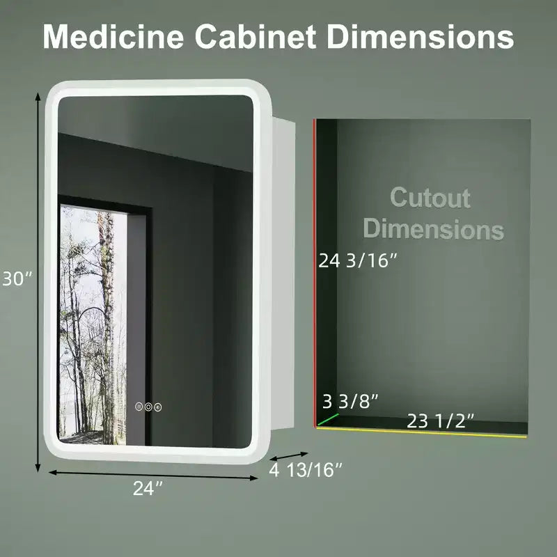 Armoire de toilette à LED avec miroir – Encastrable ou murale, anti-buée, intensité réglable, 3 modes d'éclairage