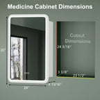 Armoire de toilette à LED avec miroir – Encastrable ou murale, anti-buée, intensité réglable, 3 modes d'éclairage