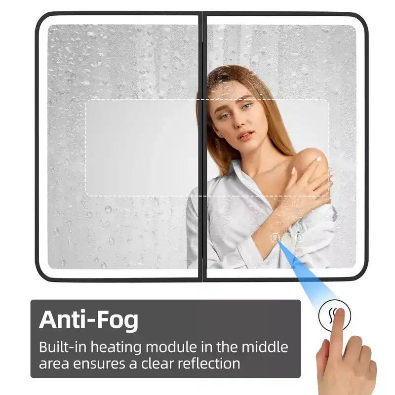 Armoire de toilette à LED avec miroir – Encastrable ou murale, anti-buée, intensité réglable, 3 modes d'éclairage