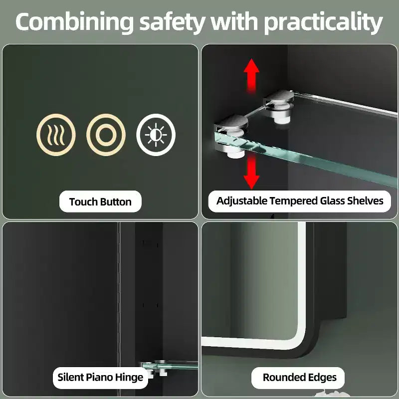 Armoire de toilette à LED avec miroir – Encastrable ou murale, anti-buée, intensité réglable, 3 modes d'éclairage