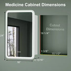 Armoire de toilette à LED avec miroir – Encastrable ou murale, anti-buée, intensité réglable, 3 modes d'éclairage