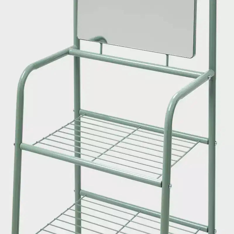 Portant à vêtements en métal avec miroir et étagères